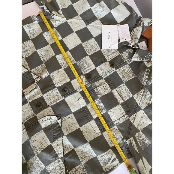 The Great Commodore Jacket Size 2 Army Green White Checker Print - Picture 8 of 10